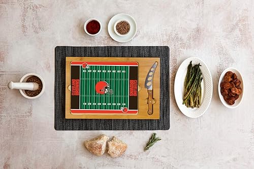 Vista 101 de PICNIC TIME NFL Football Field Icon - Juego de tabla de cortar y cuchillos con parte superior de vidrio, (Parawood y bambú)