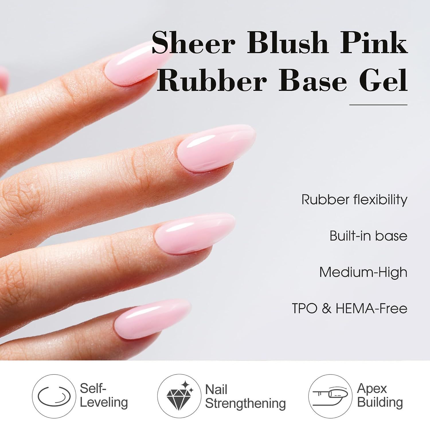 Rubber Base Gel 18ml Sheer Blush Pink, HEMA & TPO Free Formula