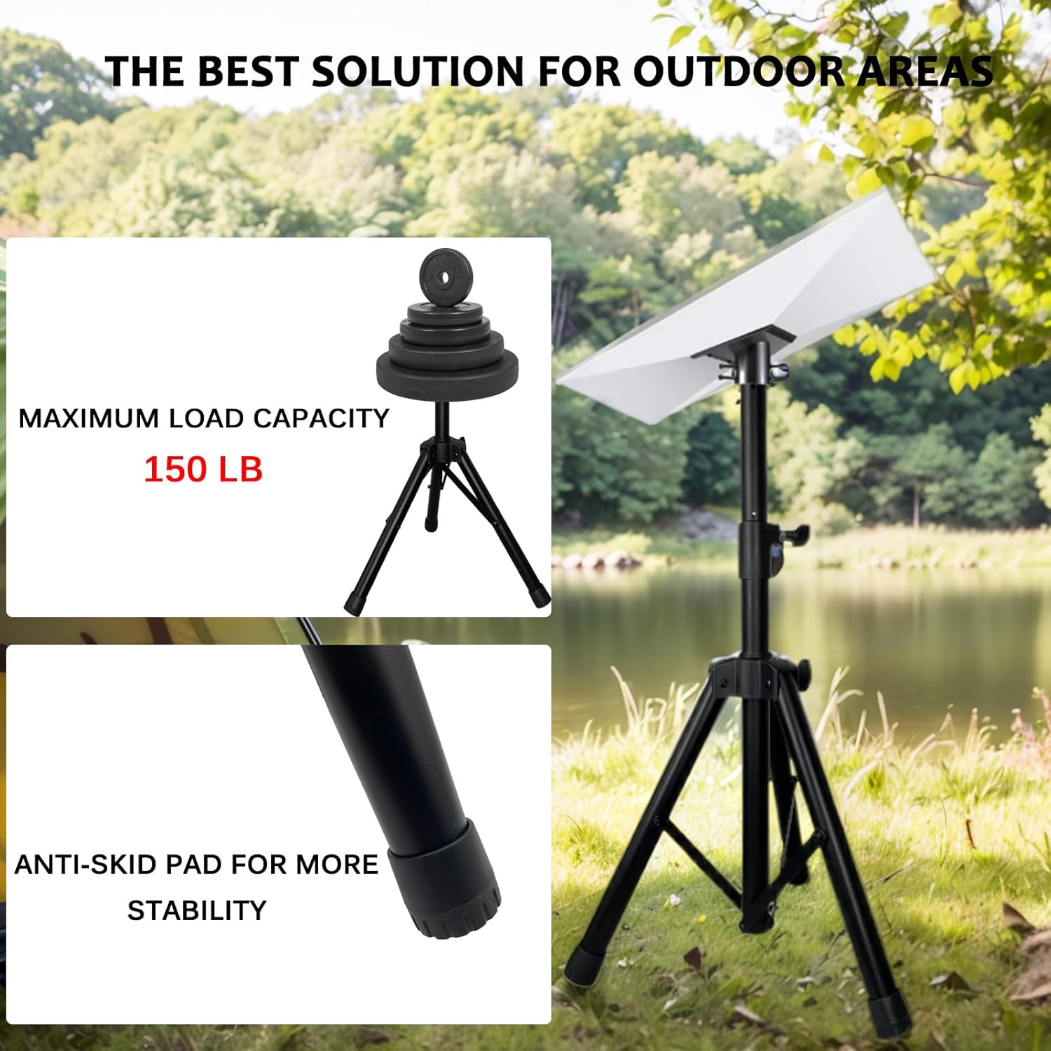 GEN 3 Tripod Stand Mount for Starlink Gen 3/V4 ,Starlink Standard Kickstand Dish, Suitable for Campgrounds & Flat Roofs – Starlink Antenna Tripod with Adjustable Height,Includes Slide-in Pipe Adapter