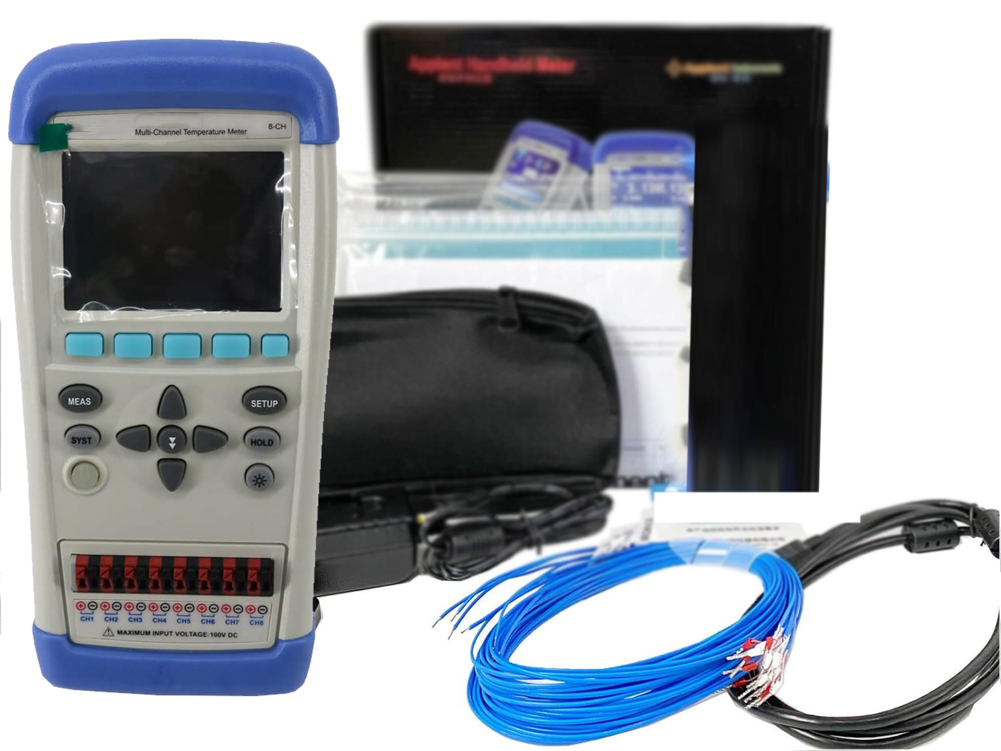 VTSYIQI 8 Channel Thermocouple Data Logger Handheld Multi-Channel Temperature Meter Data Logger with Thermocouple J/K/T/E/S/N/B/R Accuracy 0.2%+1? Range-200?~1800? USB Interface