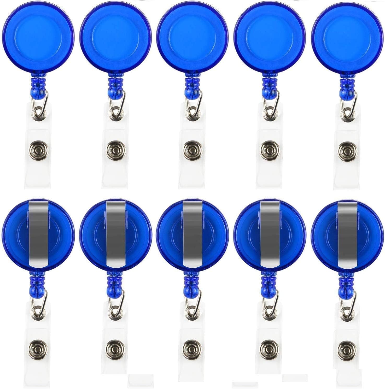 JANYUN 35 Pcs Blue Retractable Badge Reels Badge Holders Reels Clip for ID Badge Holders