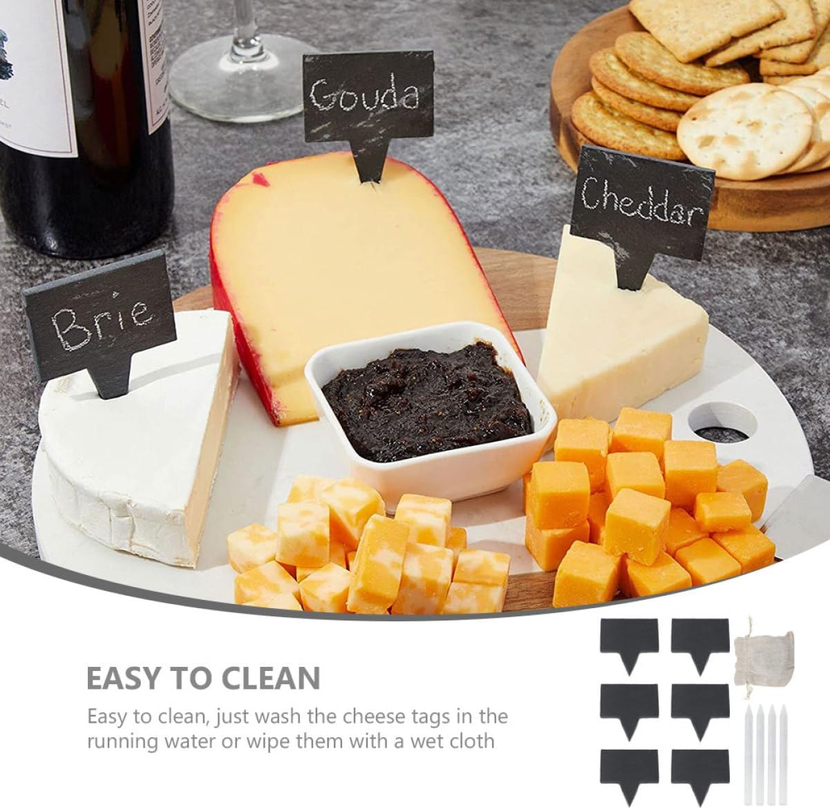 Alipis Cheese Board Accessory Reusable Cheese Pickers Decorative Food Tags for Party Buffet Black