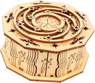 Wooden 3D Stereo Classical Music Box Wooden Music Box Hand-cranked Carved Wooden Music Box Adults music box