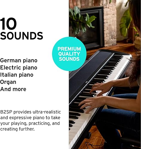 Miniatura 2 de Korg Piano digital portátil B2 con teclado pesado de tamaño completo de 88 teclas, altavoces integrados, soporte de música, pedal de apoyo y fuente