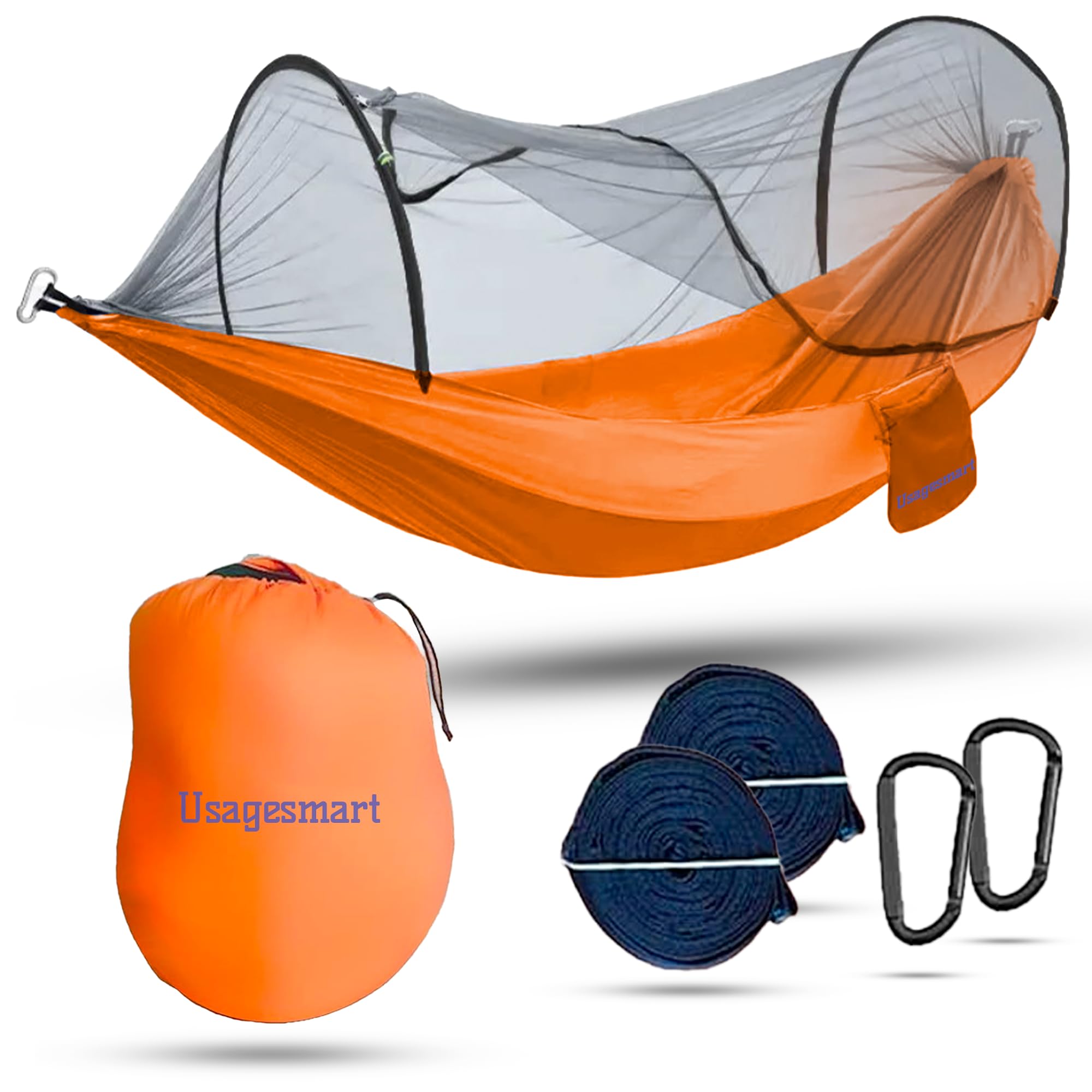 Outdoor Hammock with Mosquito Net, Lightweight Parachute Nylon, Easy Setup, 440 lbs Capacity, Compact & Portable, Bug-Free Camping Hammock, Travel-Friendly, for Hiking & Backpacking