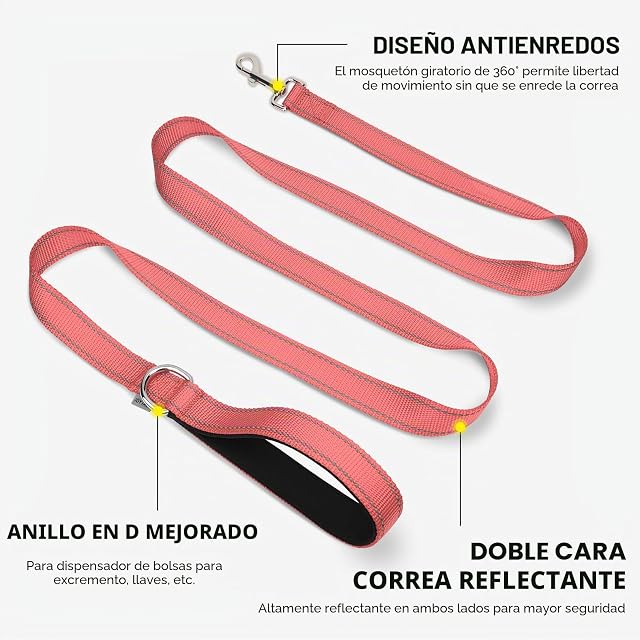 Foto 5 de 6 de Joytale Correa para Perro Reflectante de Doble Cara, Correa para Perros con Mango Acolchado