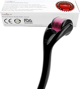 AG540 Titanium Microneedle 540 Needles 0.25mm Derma Roller Skin Care for Face Facial Wrinkles Hair Loss Stretch Marks Hair Regrowth Micro Needles Professional Microneedling Derma Needling Kit