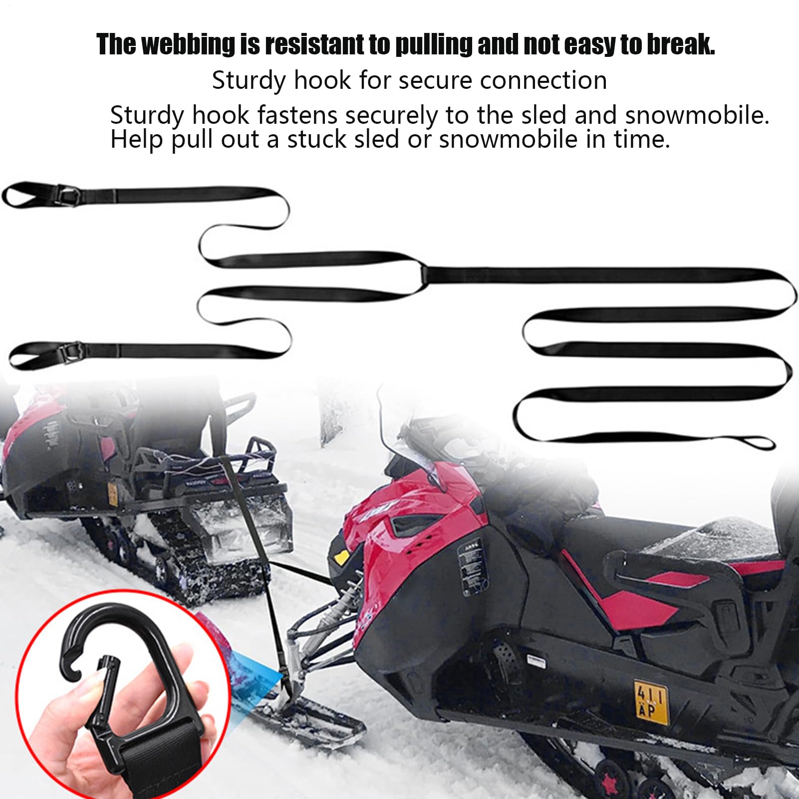 Corda Di Traino Per Motoslitte Portatili per Sci | Fune Trascinamento Slitte Per Motoslitte, Pesca sul Ghiaccio, Team di Soccorso, Escursioni Invernali