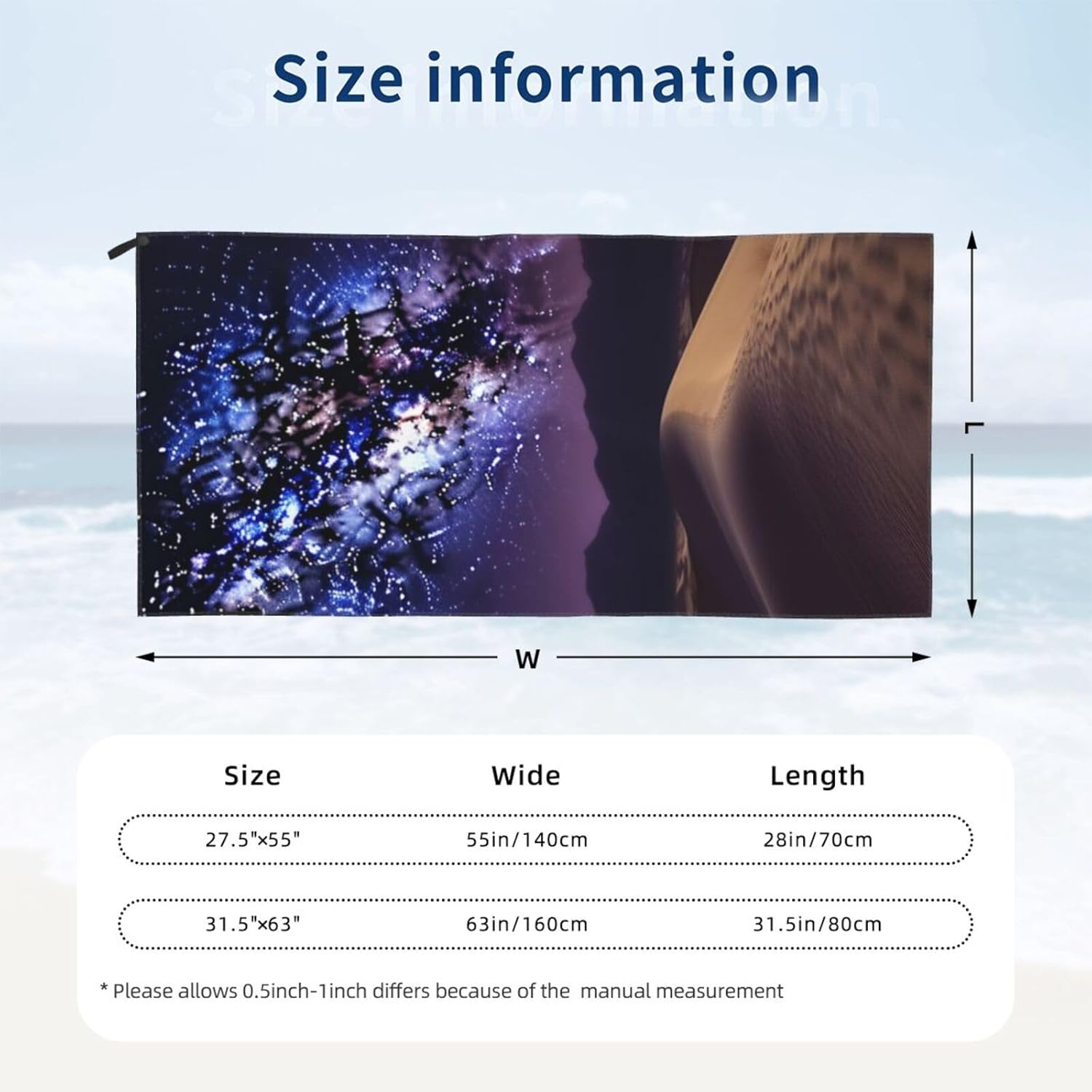 KHiry Microfiber Towel Beach Towels Night in The Desert Quick Dry Towel Soft Lightweight Travel Towels Absorbent Large Easy Pack Travel Things Beach Blanket for Gym Sports Swimming