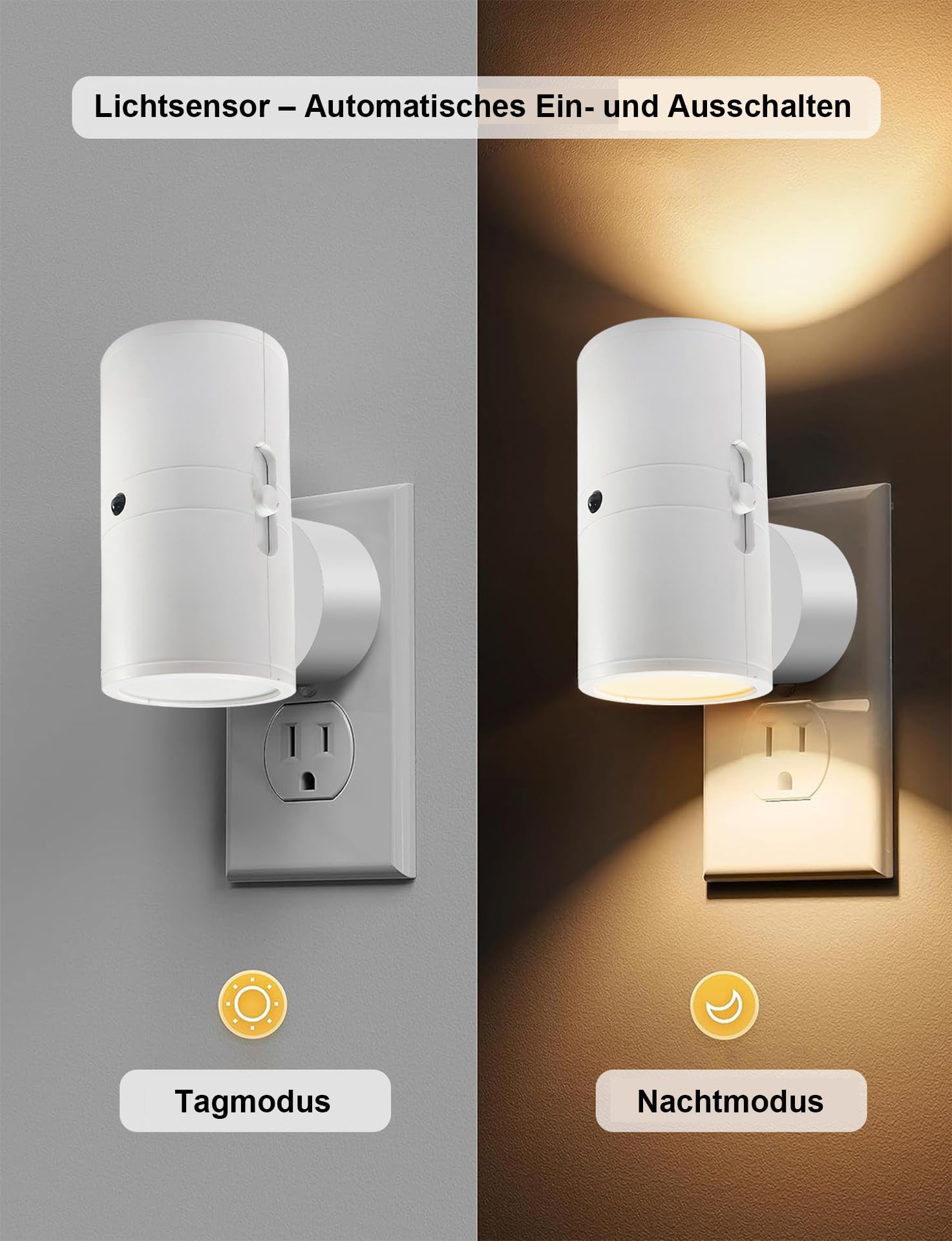 SolumiLumea | Intelligentes Nachtlicht LED Nachtlicht mit Bewegungssensor, dimmbar, 0-100 Lumen, warmweiß, ideal für Flure, Schlafzimmer und Treppenhäuser (Schwarz, WARM)