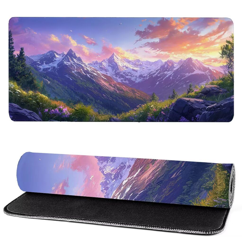 Podkładka pod mysz xxl 1000x500x3mm Śnieżna Góra, podkładka pod mysz do gier Krajobraz, poprawa dokładności i szybkości, podkładka pod mysz do gier antypoślizgowa gumowa podkładka do gier, dekoracja