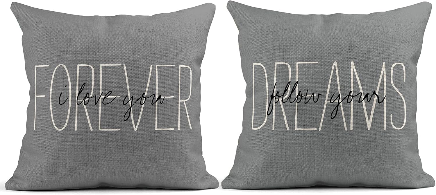 Linen Throw Pillow Covers Set of 4, 20 x 20 Inch, Gray image 5