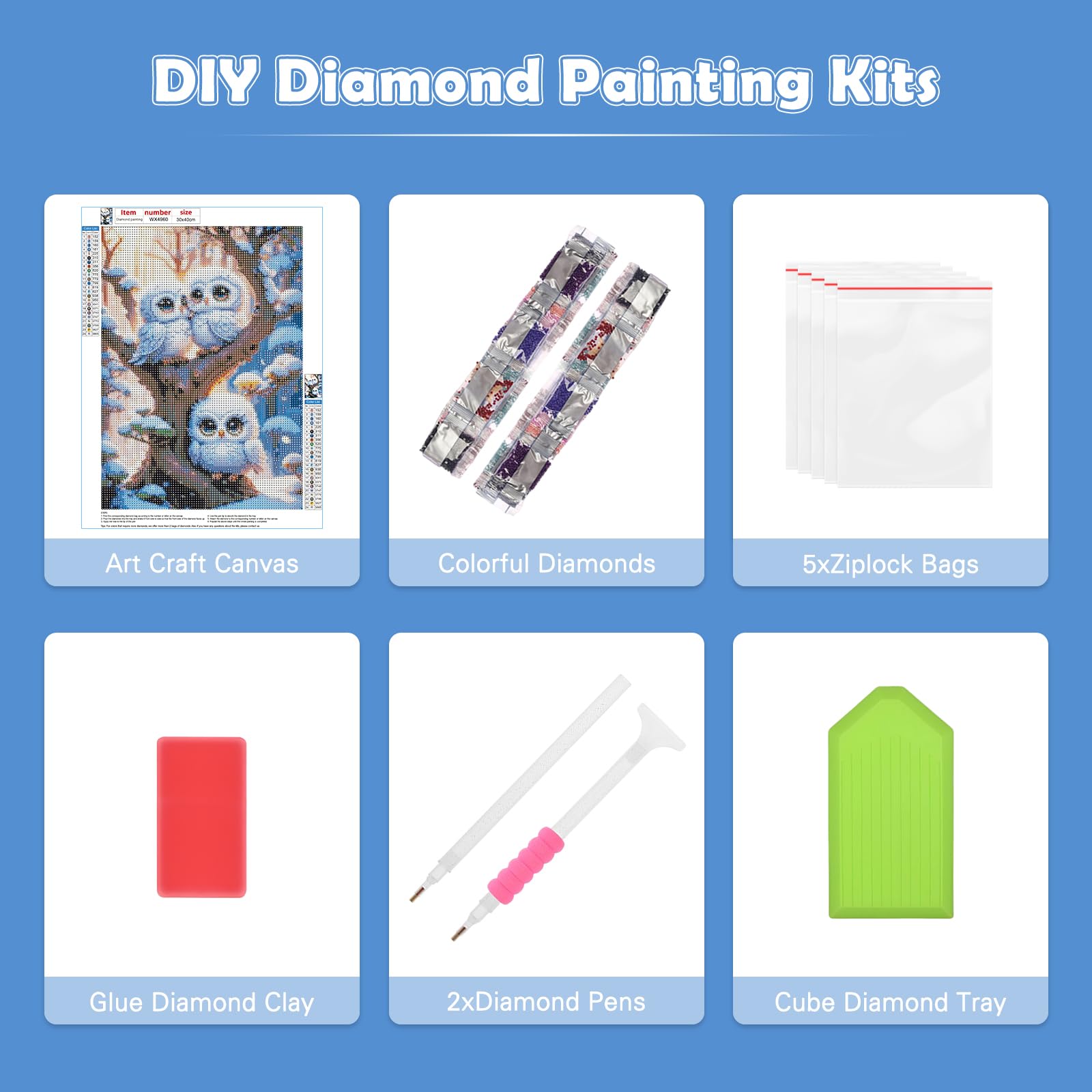 RICUVED Diamond Painting 5D Fai Da Te Gufo Invernale 30x40 Cm – Kit Completo Con Pietre Rotonde E Tela Adesiva – Quadro Decorativo Da Regalare - 4