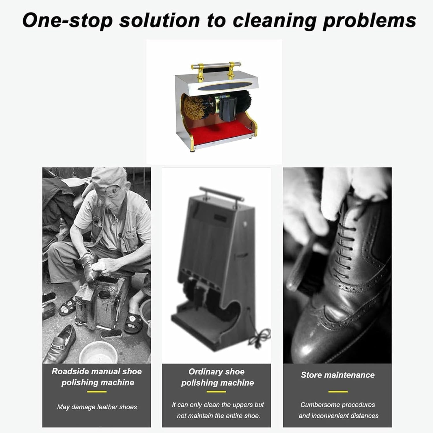 Electric Shoe Shine Polisher, Commercial Shoe Polishing Machine, Double Combination Brush/Automatic Induction,for Hotel Entrance Hall Shoe Cleaning Machine