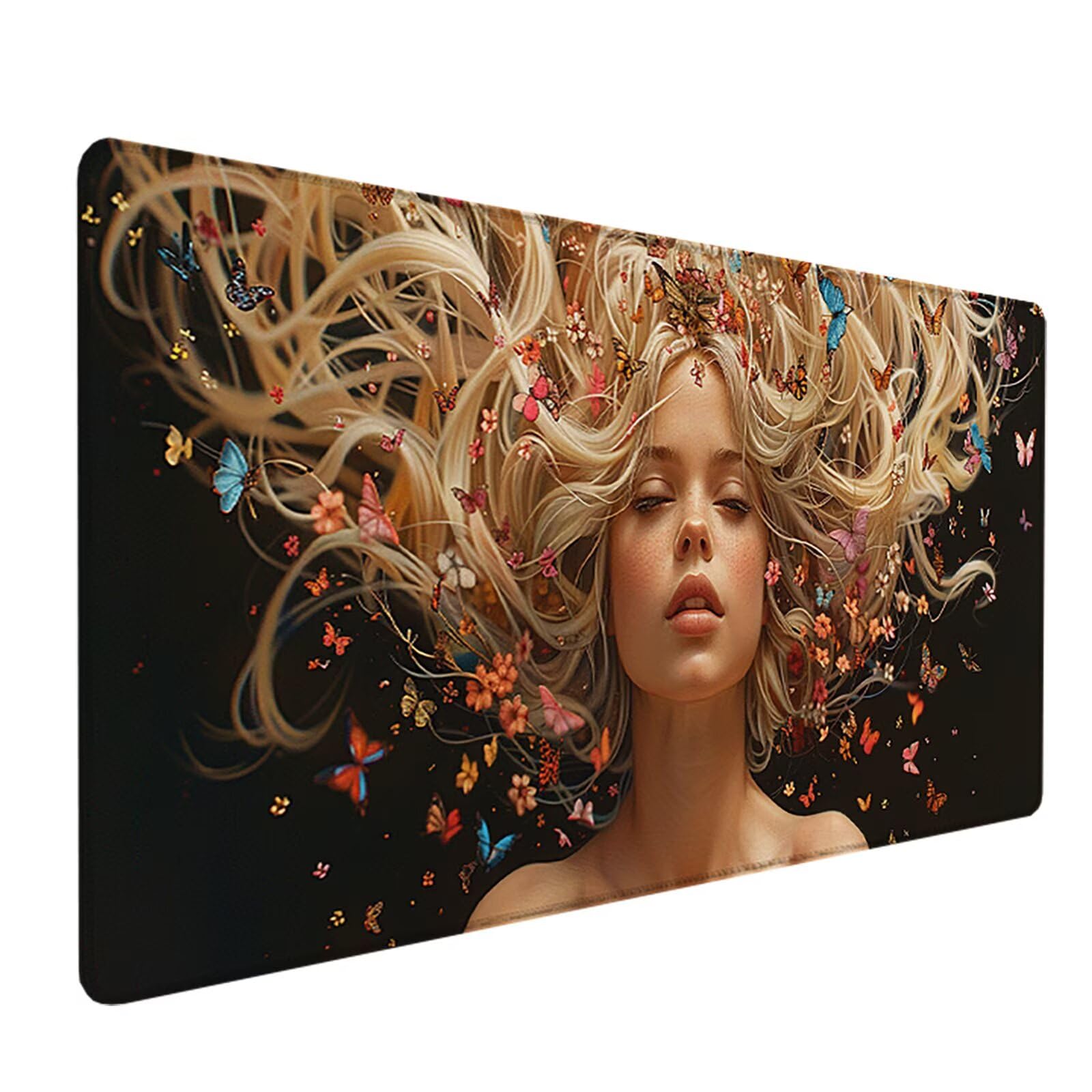 Mujer Alfombrilla Ratón Gaming XXL 1500x800mm, Alfombrilla Gaming Amarillo Mousepad con Base de Goma Antideslizante, Impermeable Desk Mat para Teclado y Raton, Accesorios Gaming Regalos de Hombre 5-8