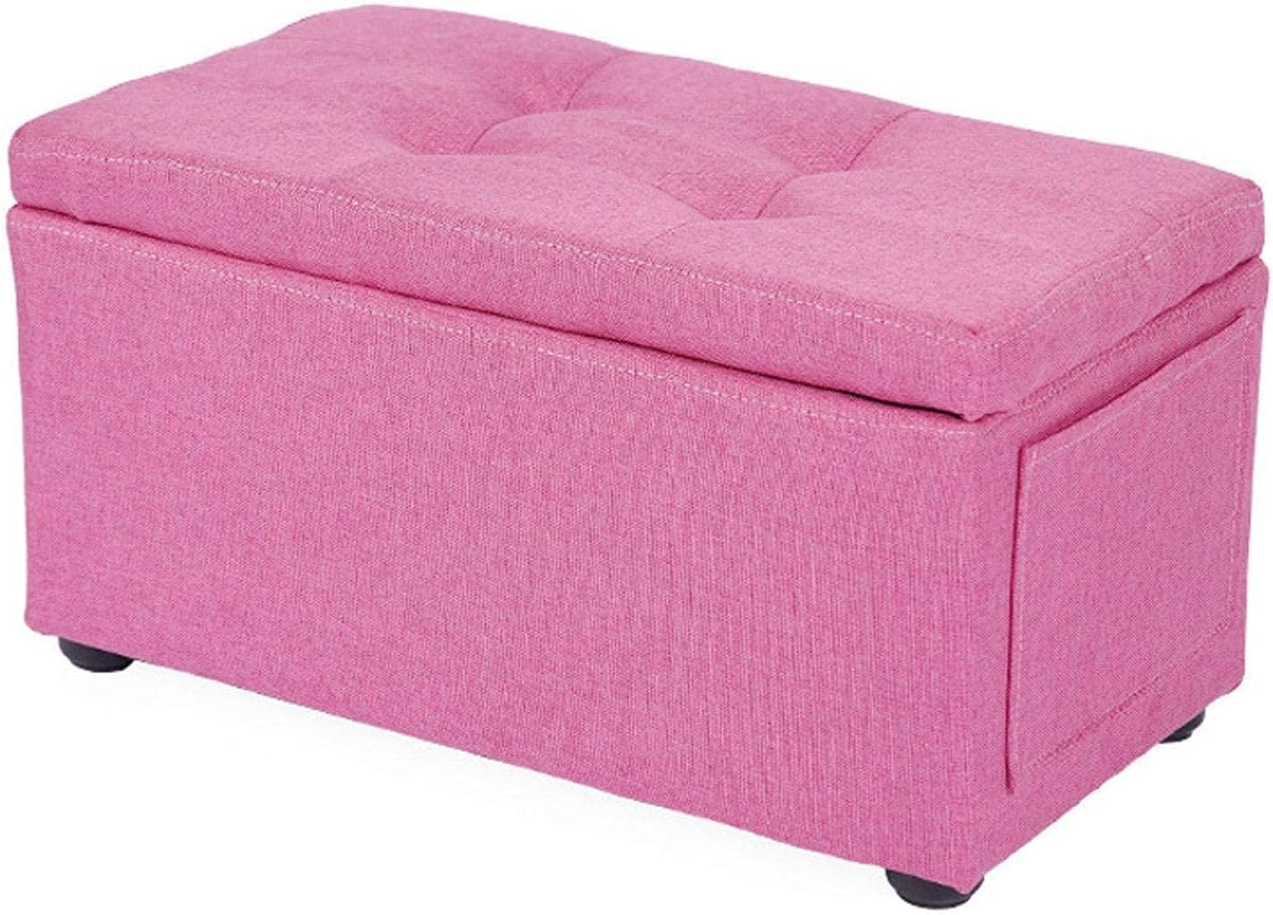 Repose-Pieds Ottoman Rose 46 cm avec Boîte de Rangement avec Couvercle