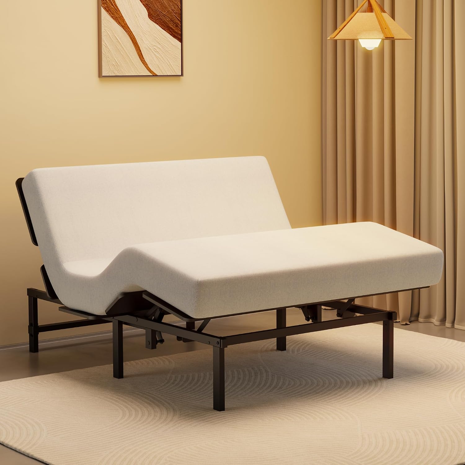 Softa S2 Upgraded Queen Adjustable Bed Frame with 6-inch Gel Memory Foam Mattress