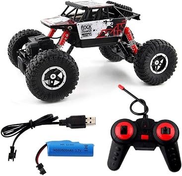 USB Charging and Shock Absorbing RC Car, High Speed Monster Bigfoot RC Buggy, 1/16 4WD All Terrain Drift RC Truck, Kids Christmas Remote Toy Car Gift Color Red