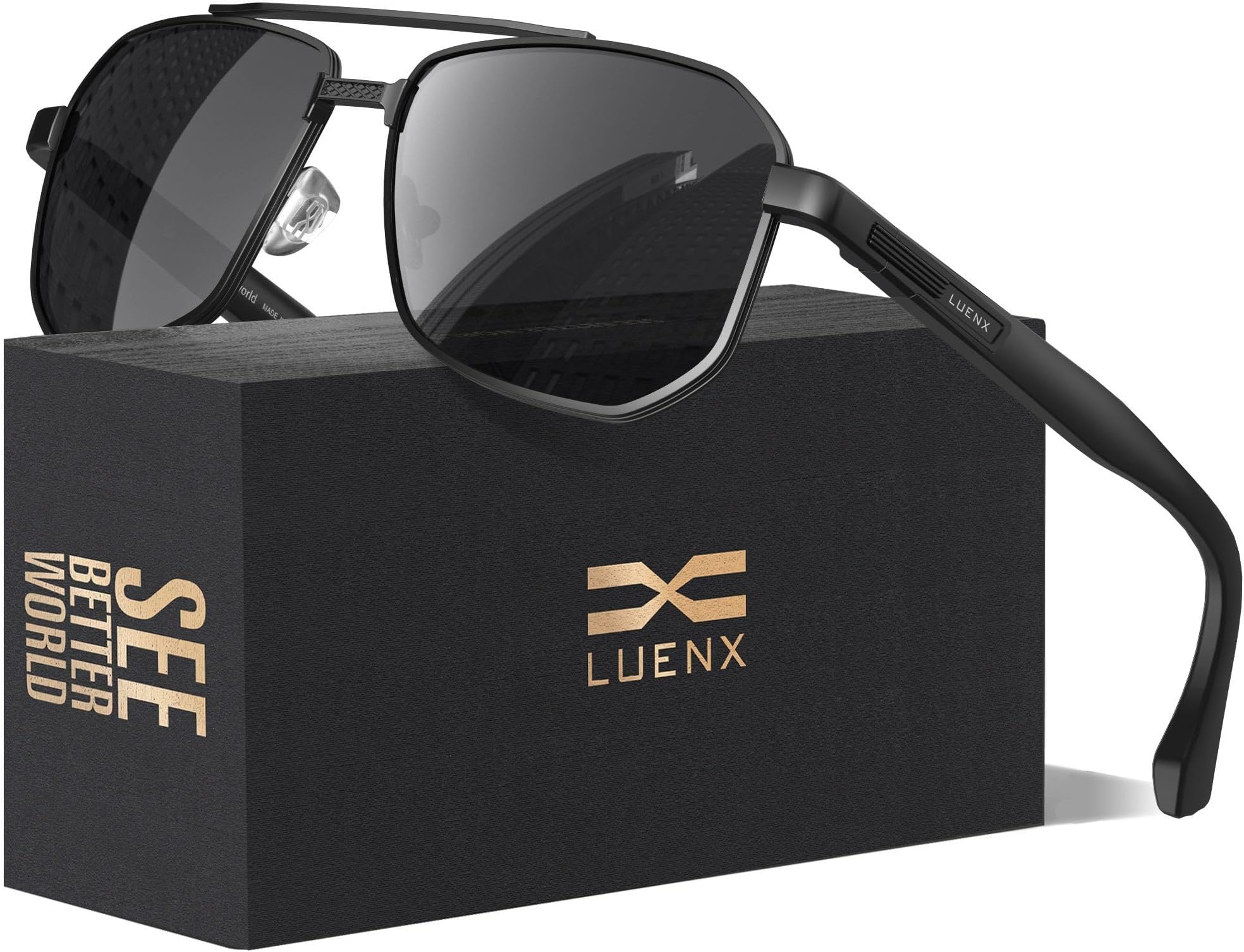 Aviator Polarized Sunglasses for Men: UV Protection - Trendy Square Style for Driving Fishing Cycling Beach