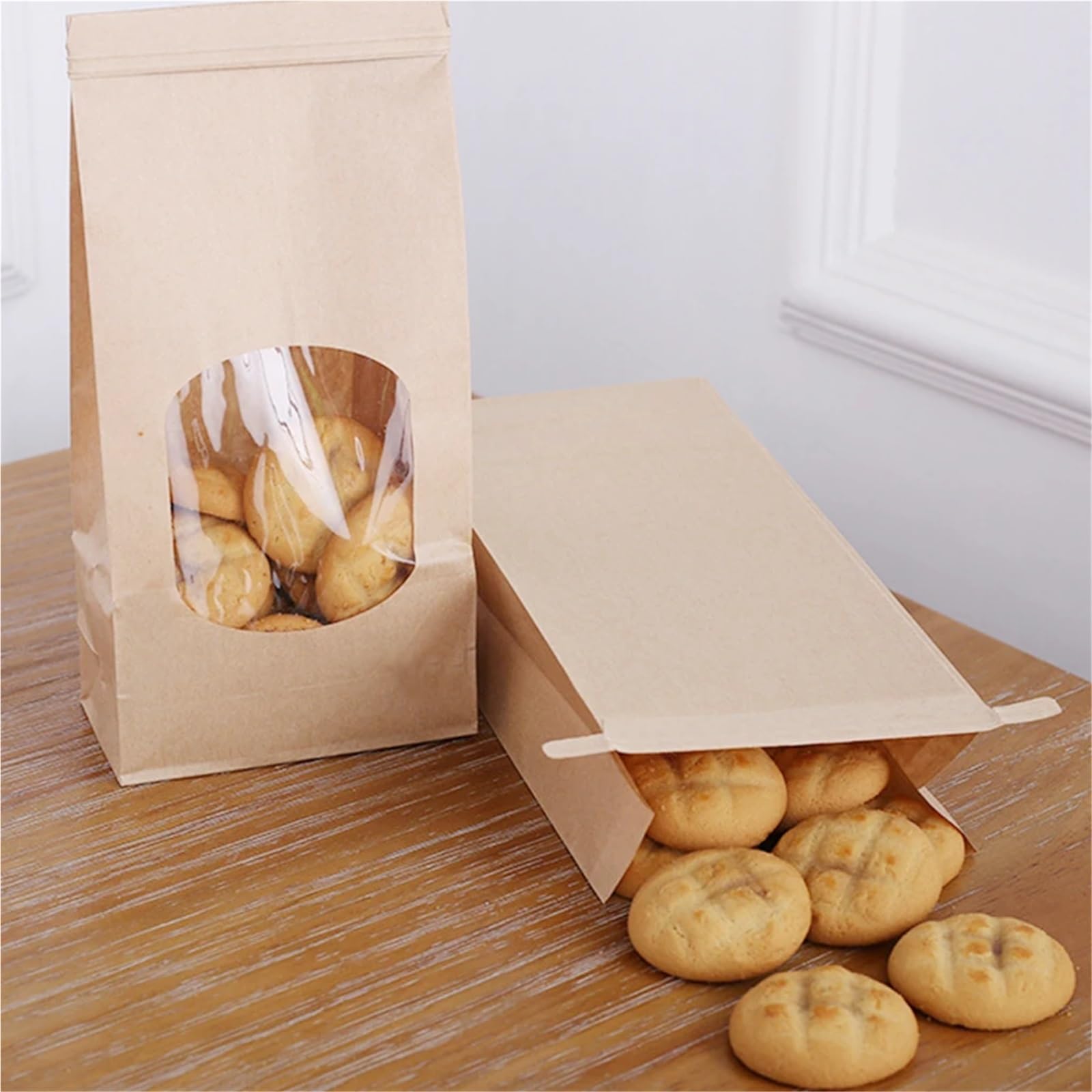 Lot de 100 sachets cadeaux en papier kraft for pâtisserie et biscuits(L)