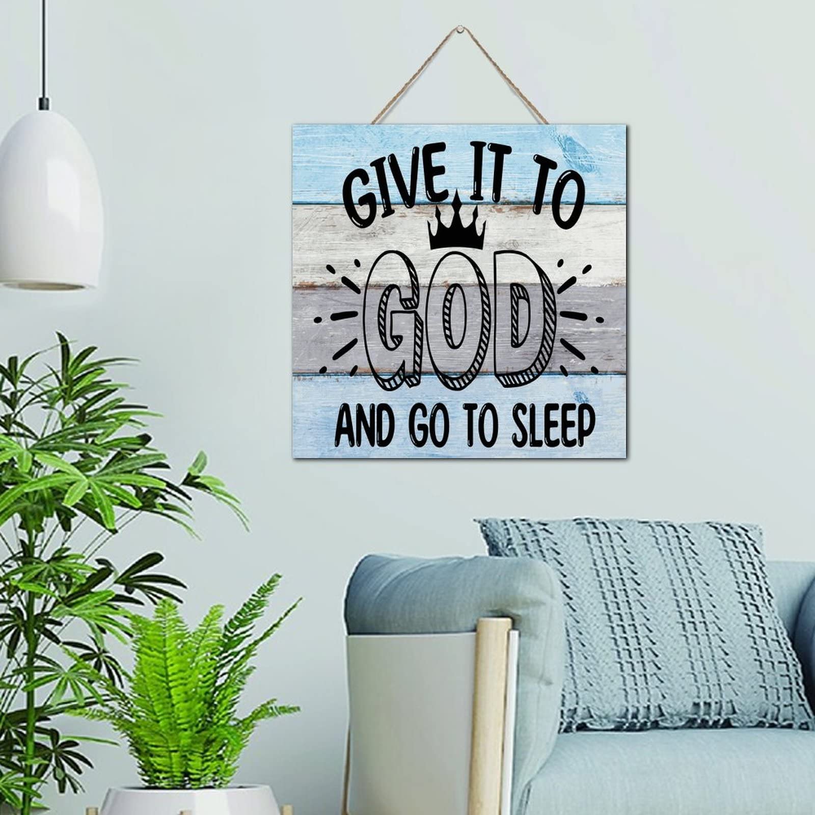 Plaque décorative rustique en bois inspirante pour retrouver un sommeil serein