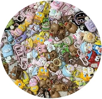 10 Pieces Cute Party Gifts Premium Metal Keyring & Resin Anime Pendant Charms Not-repeat Anime Keychains Teens Fun Suitcase Key Chains Women Cute Purse Charms For Handbag