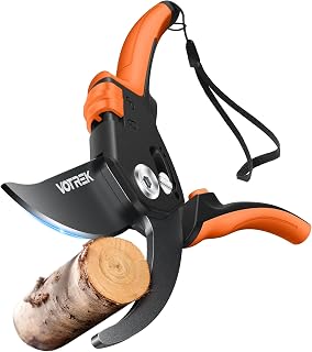 VOTREK Pruning Shears with Patented Stepless Adjustable Handle - SK5 Steel Blades Fit All Hands, Effortless 1-Inch Cuts for Arthritis & Weak Grip