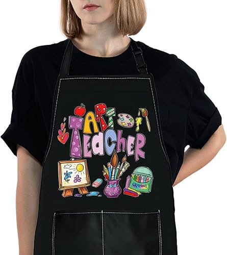WZMPA Delantal para profesor de arte con bolsillos, regalos para profesores de arte, delantal ajustable para amantes del arte, escuela de arte