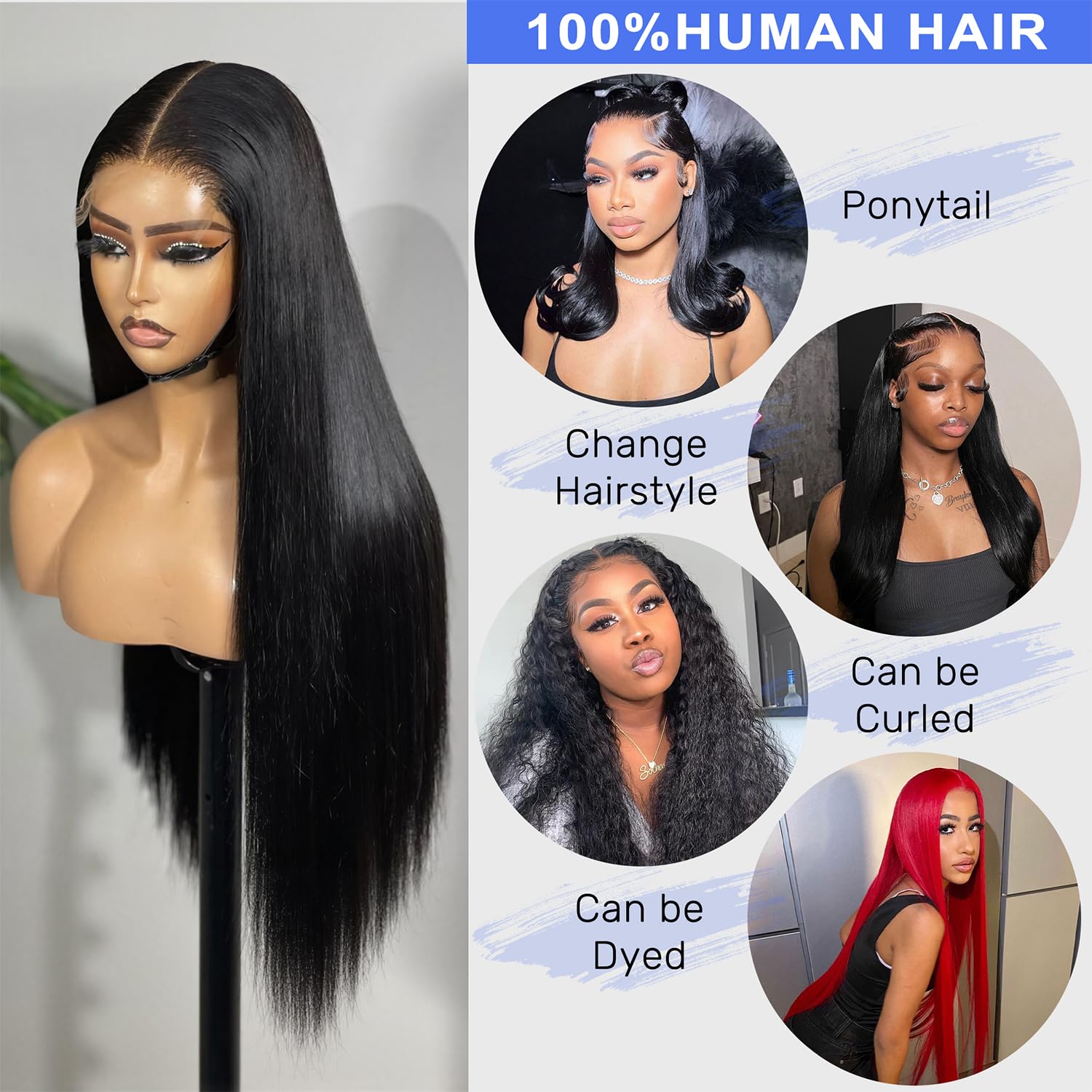 28 Inch Wear and Go Glueless Wigs Human Hair Pre Plucked Pre Cut 200 Density 5x5 HD Lace Closure Wigs Human Hair Drawstring Wig Human Hair Straight Wig for Beginners with Baby Hair Natural Black