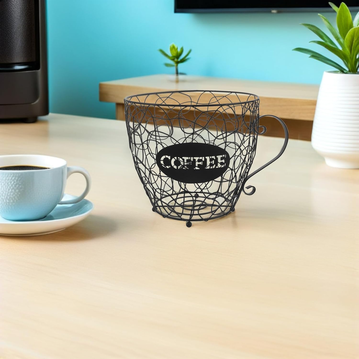 MAGICLULU Espresso Pod Holder Coffee Capsule Storage Basket Metal Wire Organizer Rack Black Cup-shaped Coffee Pod Stand for Kitchen Counter Home Use