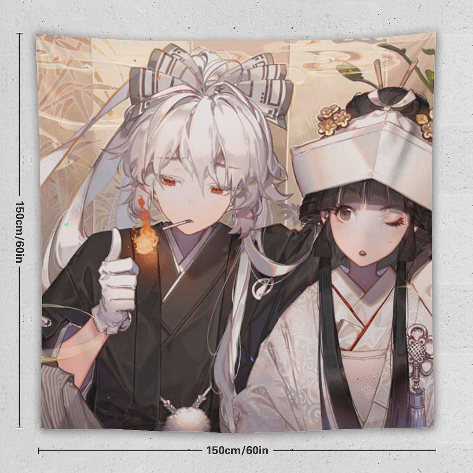 Amazon.co.jp: タペストリー 東方シリーズ 藤原妹紅 蓬莱山輝夜 装飾布 