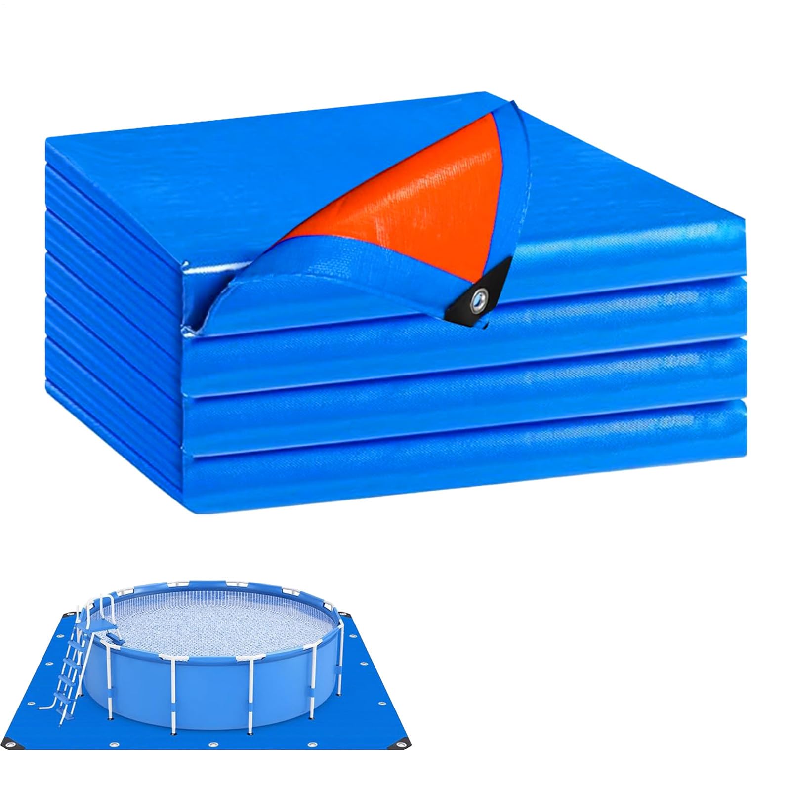 Tapis de sol de piscine, 2 m x 4 m, tapis de piscine pour dessous de piscine, doublure double face, tissu de couverture de natation robuste, tapis de sol plus épais pour éviter les perforations et