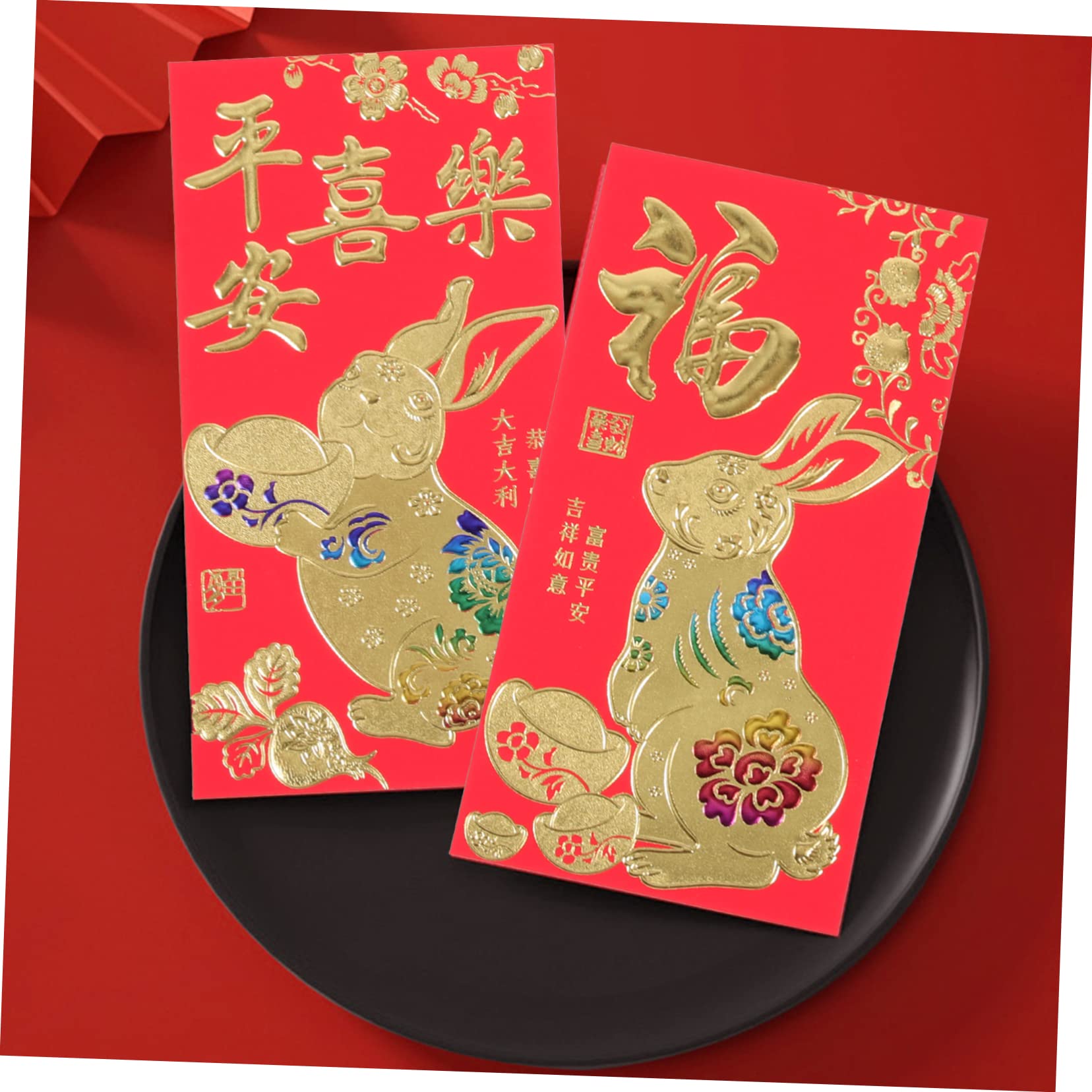 SEWACC 240 Piezas 2023 Año Del Conejo Paquetes Rojos Japoneses Sobres Rojos Chinos Asiáticos Sobre Rojo Del Año Del Conejo Paquetes De Conejito Rojo Ver Hongbao Papel