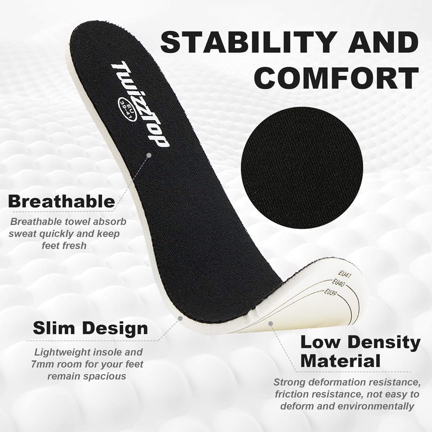 Thin Memory Foam Insoles for Women Men Kids, Cut-to-Size Thin Inserts for Sneakers, Casual Shoes, Work Boots, Walking Shoes, Insole Replacement Kids, Comfortable and Durable Black-28-31 - Image 2