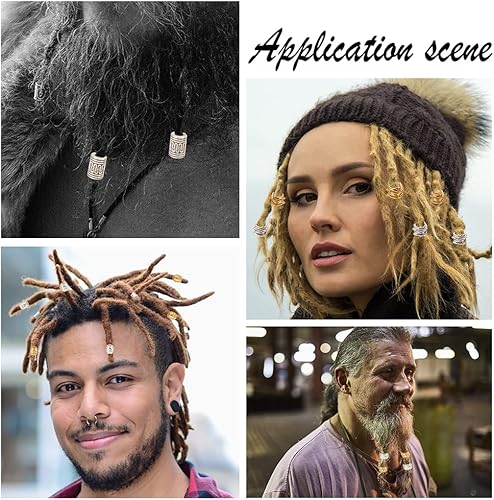 Miniatura 10 de NBEADS 180 cuentas de pelo africano de 12 estilos, cuentas de pelo plateado antiguo, cuentas europeas de estilo tibetano, cuentas de barba de