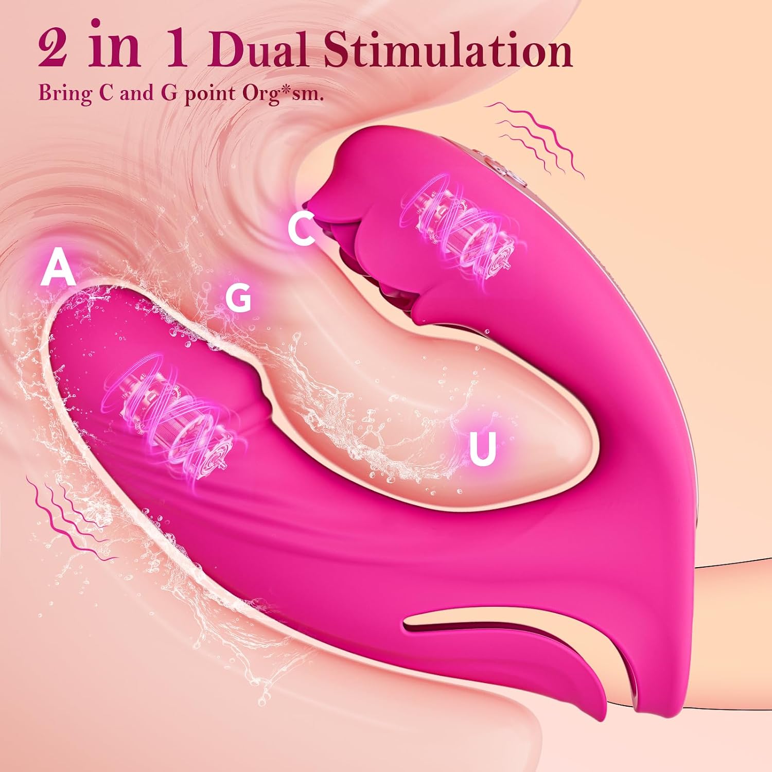 G Spot Vibrator Sex Toys for Women - 2 IN 1 Finger Vibrators Dildos with 9 Vibrating & Flapping Modes, Waterproof Clitoral Vibrator Rose Toy for Clit G-Spot Stimulation, App Control Adult Toys & Games