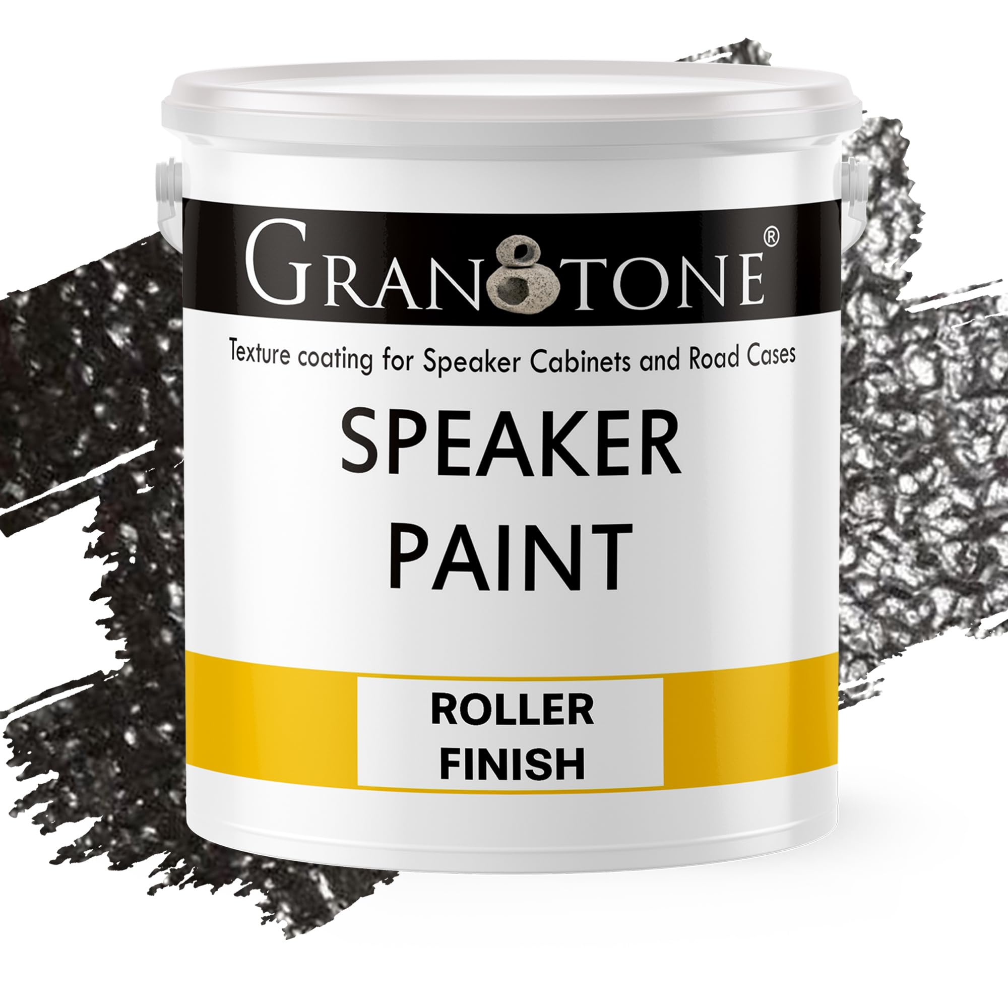 GRANOTONE Speaker Paint Black 1 Gallon Texture Coating for Speaker Cabinets, Road Cases, Metal & Furniture | Roller Application | Water-Based Finish | Professional Speaker Cabinet Refinishing Solution