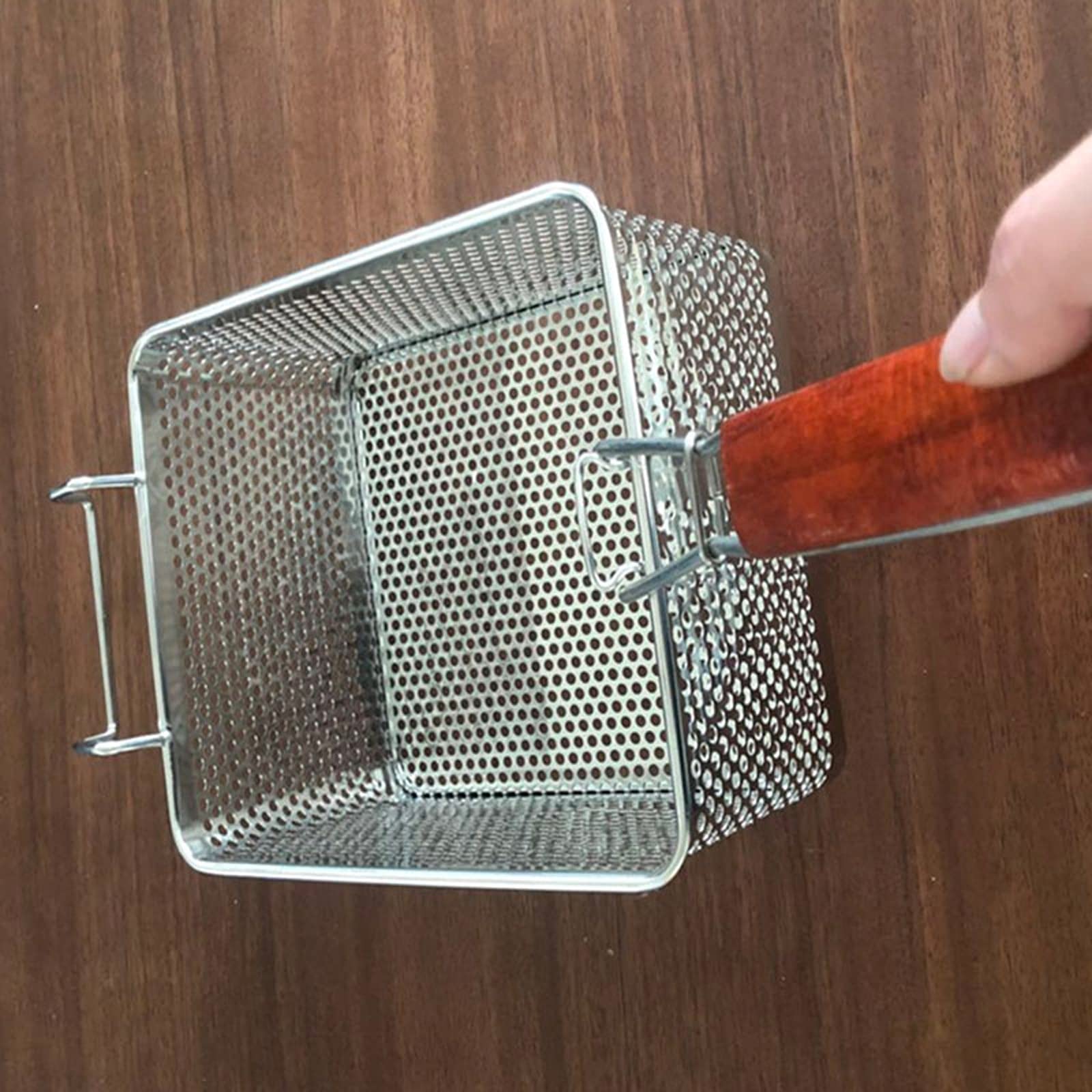 Panier de Friteuse Skimmer Filtrage Skimmer Skimmer Sechle Louche en acier inoxydable Cuillère Skimmer Cuillère avec poignée adaptée aux pâtes de cuisine frites de la cuisine Paniers à Frites
