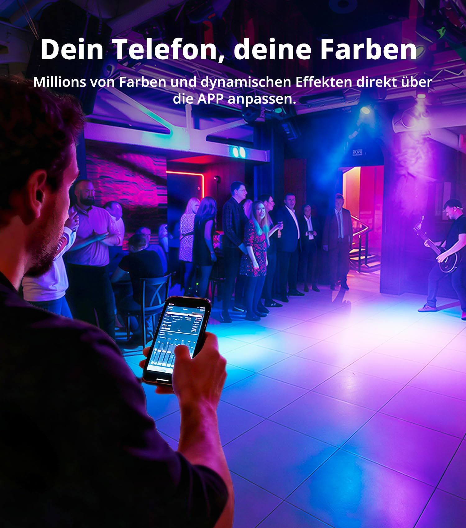 KeoBin 12x16W APP Par Licht | 6 in 1 RGBWA+UV | Wiederaufladbarer Batterie | Intelligente APP-Steuerung | 8 Stunden Laufzeit | Fernbedienung/Geräuschsteuerung/DMX512 | frei kombinierbare Lichtmodi