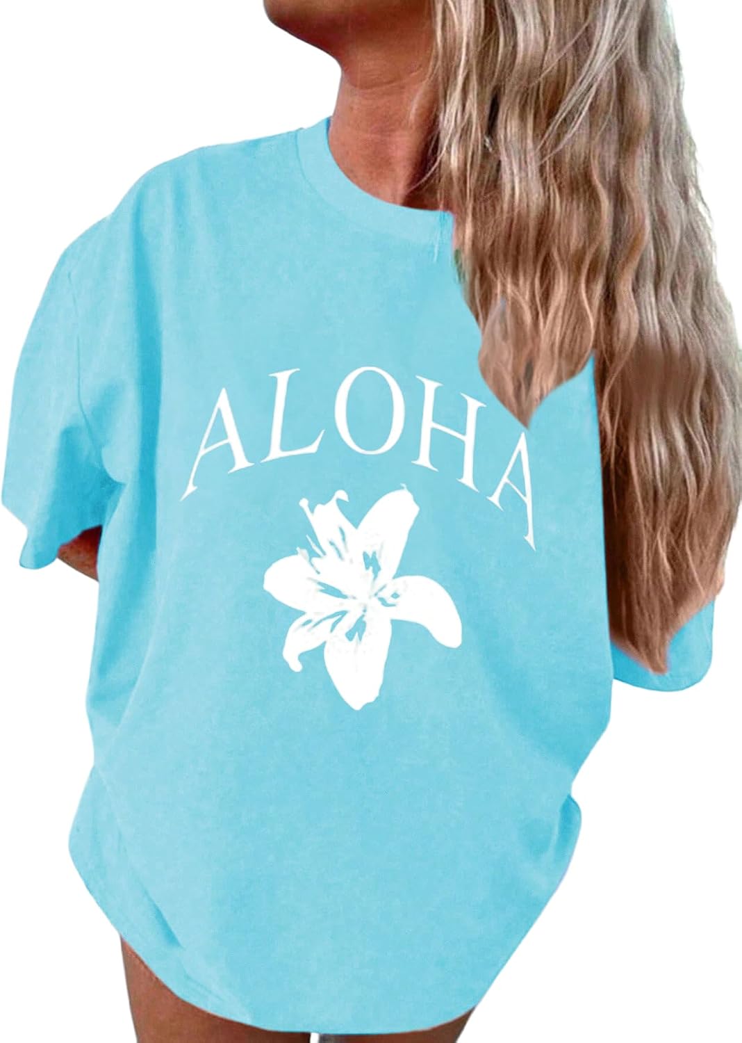 SHENHE Girl's Summer Hawaiian Shirt Aloha Tropical Graphic Smile T Shirts