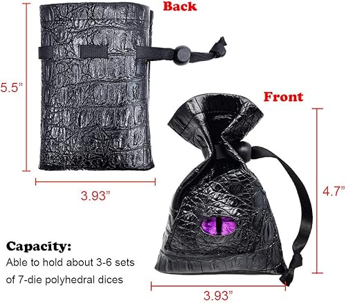 Miniatura 24 de Haxtec - Bolsa de almacenamiento para dados de piel sintética con cordón y diseño de ojo de dragón, para dados de D&D, monedas y accesorios, Mama