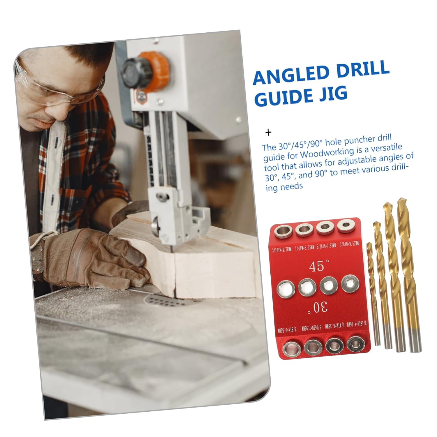 jojofuny 1Set Jig for Woodworking Drilling Template Block with Drill Bit for Staircase and Straight Hole Projects