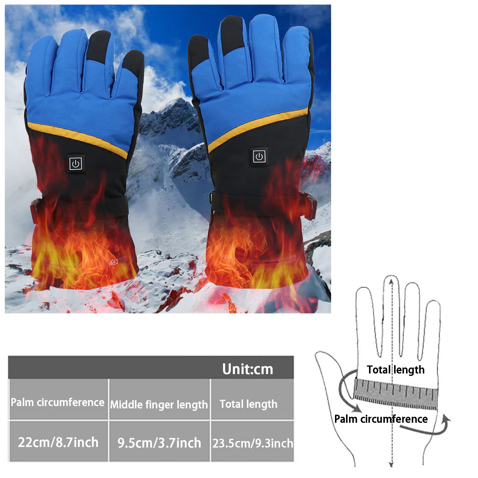 CHEWYNP Forros de Guantes con calefacción, Guantes térmicos cálidos Resistentes al Agua con Pantalla táctil, Guantes cálidos de Invierno alimentados por batería, Guantes de Trabajo para es
