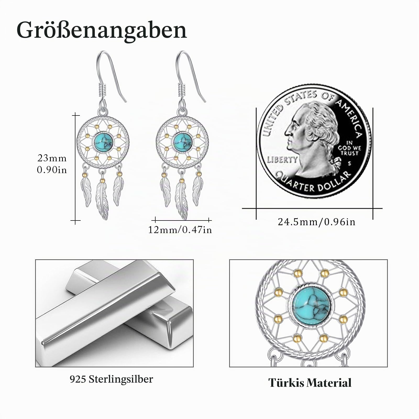 Hänge Ohrringe mit Edelstein für Frauen und Mädchen