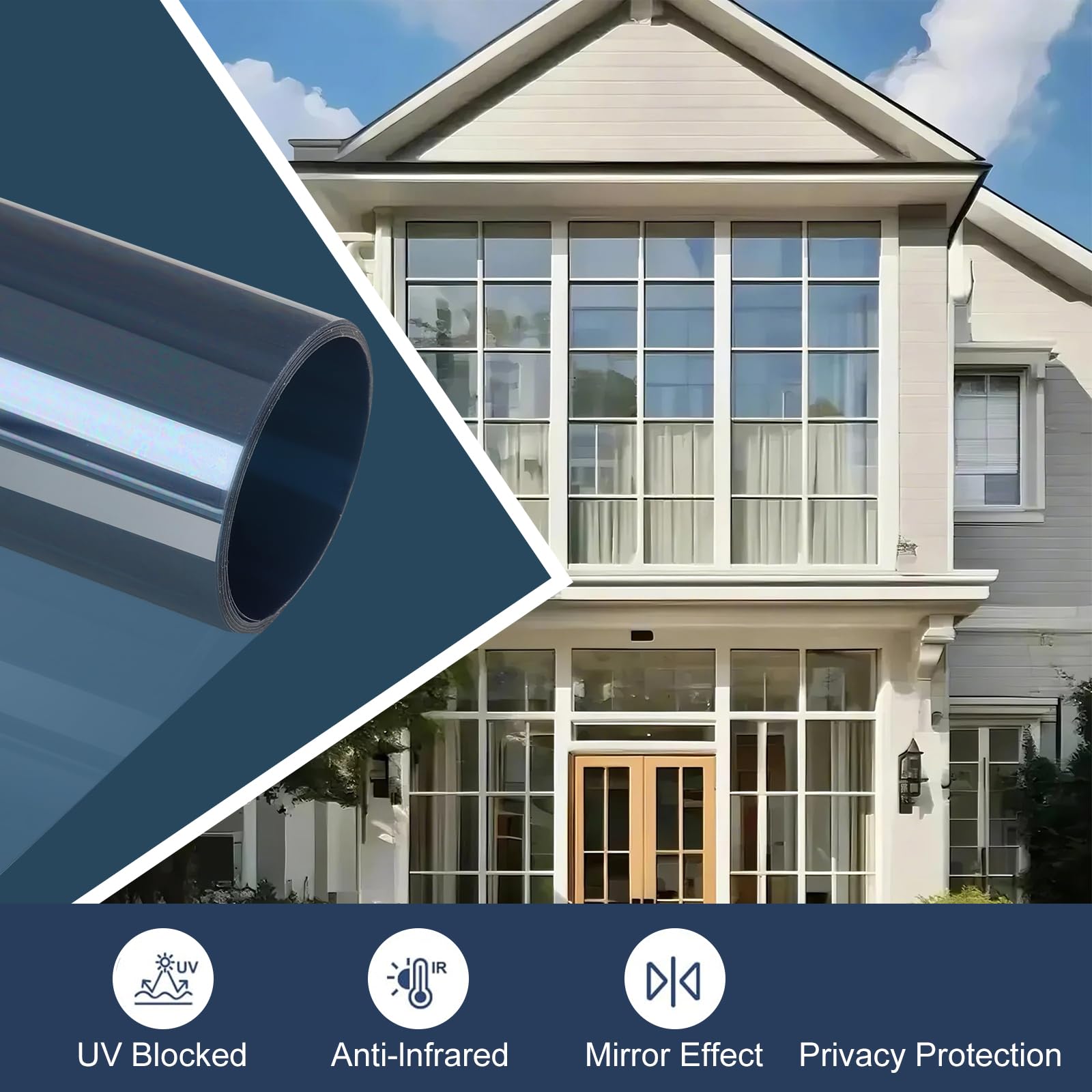 Ceramic Window Tinting Film - Superior Heat Rejection, Blocks 99% Harmful UV Rays, Enhances Privacy, Reduces Glare, Long-Lasting for Residential & Commercial Use (Crystal Blue 29.3 Inch X 6.56 Feet)