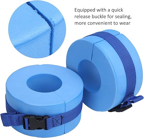 Miniatura 4 de Puños para ejercicio de natación, 2 unidades, de EVA, aeróbicos acuáticos, tobillos, cinturones de brazos con hebilla de liberación rápida para