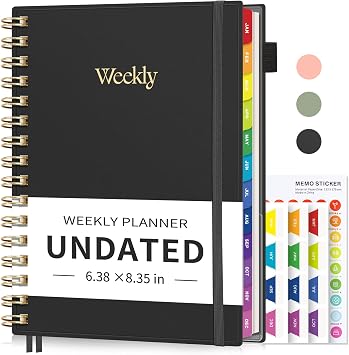 EMSHOI Undated Planner, Weekly and Monthly, A5 Size 6.3" x 8.3"