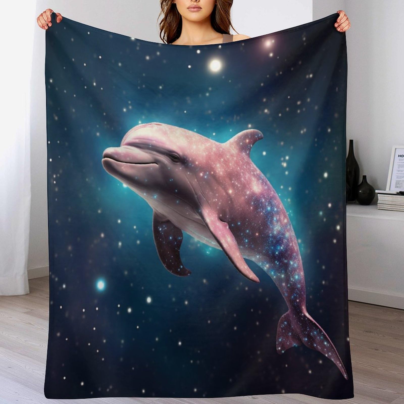 Manta de delfín de franela suave para sofá y cama de 130x180 cm