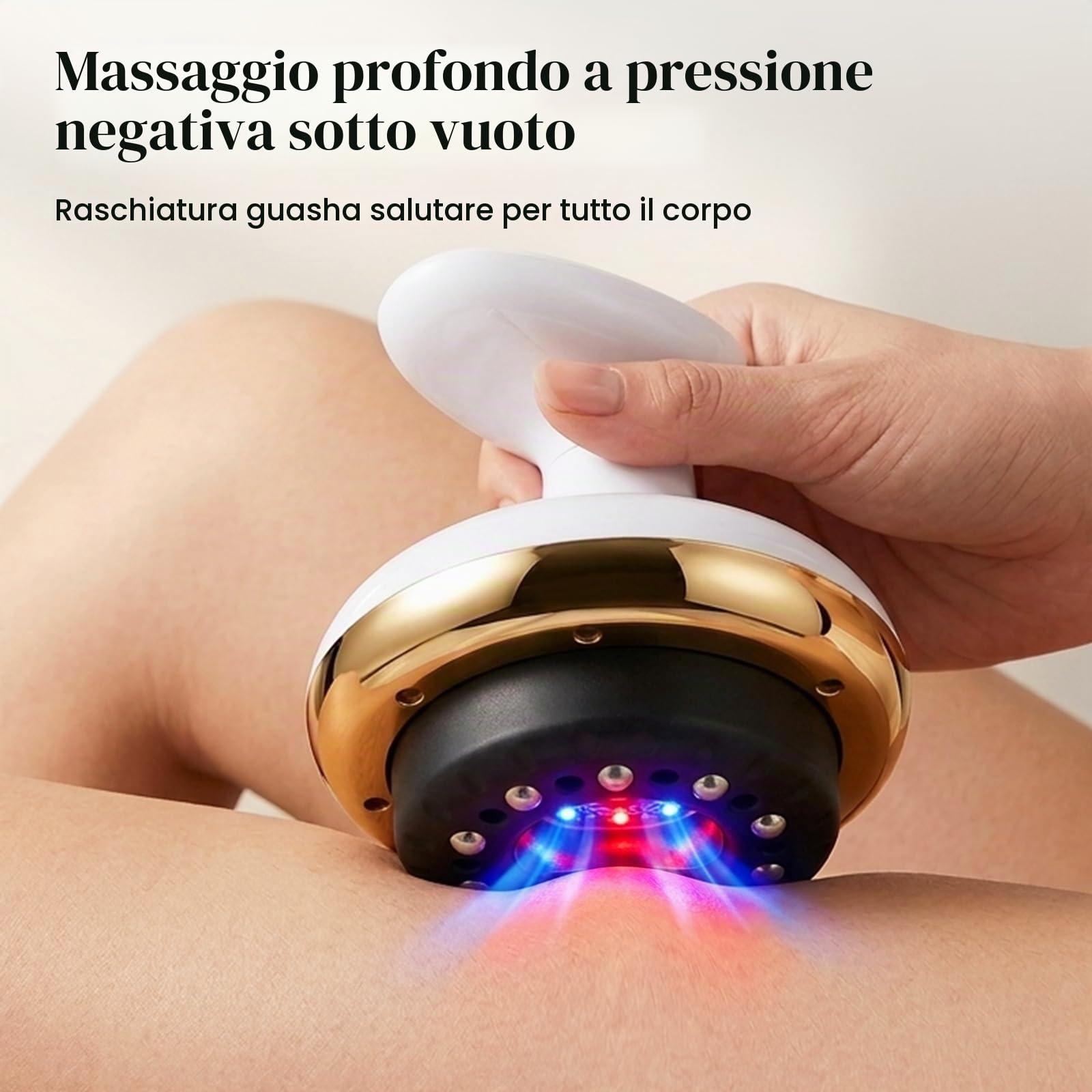 Massaggiatore Anticellulite Vacuum, 4 in 1 Massaggiatore Anti Cellulite Elettrico, USB C 9 Livelli Gua Sha Elettrico, per Drenaggio Linfatico, Rassodamento della Pelle, Circolazione Sanguigna