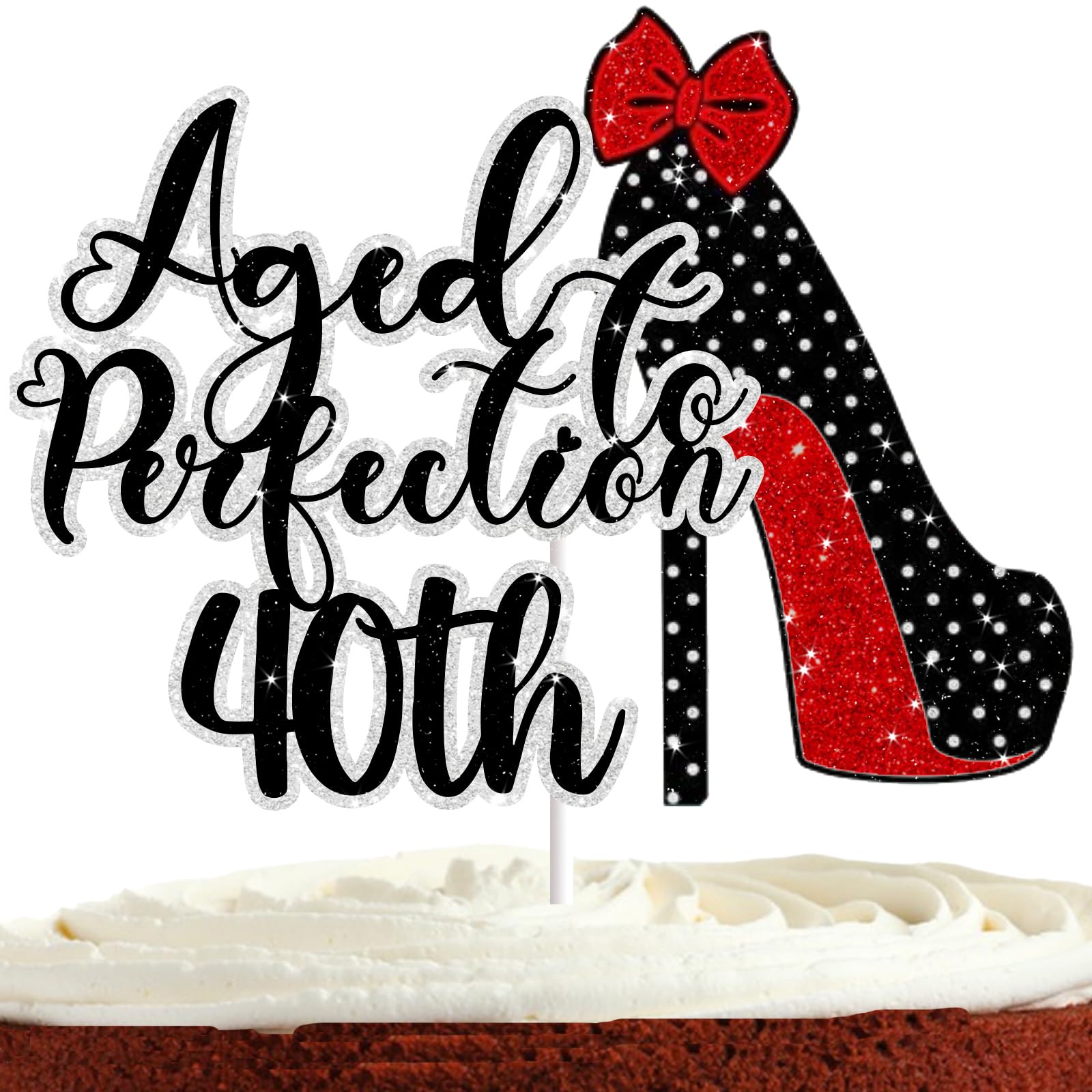 40th Birthday Cake Topper for Women Her Forty and Fabulous Aged Perfection to 40th Birthday Party Supplies Cheer to Vintage Dirty 40 Cake Decorations
